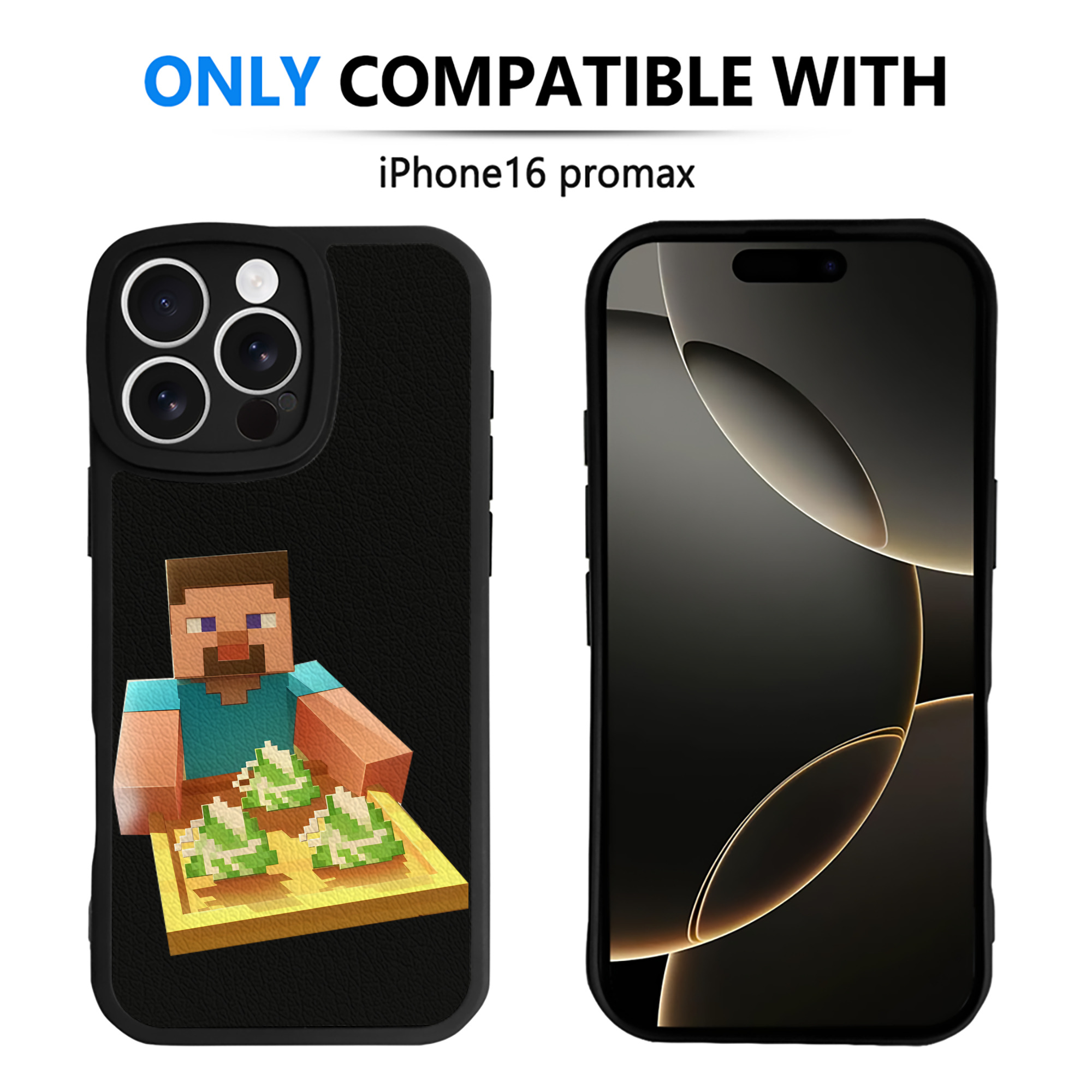 （画像用） マインクラフト ブロックの世界 Minecraft MC Block world 【iPhone 16シリーズ対応】シリコンスマホケース（レザー調） 材質：シリコン